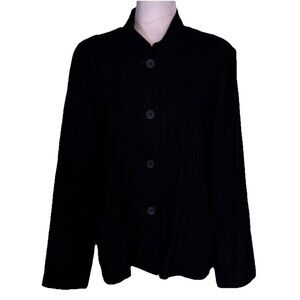 Women’s Wool Blend Minimalist Tailored Jacket Quiet Luxury Modern Workwear 16/18